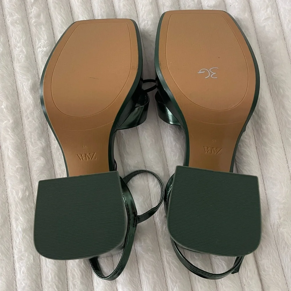 Zara Emerald Green Ankle Strap Platform Sandals - Picture 11 of 11